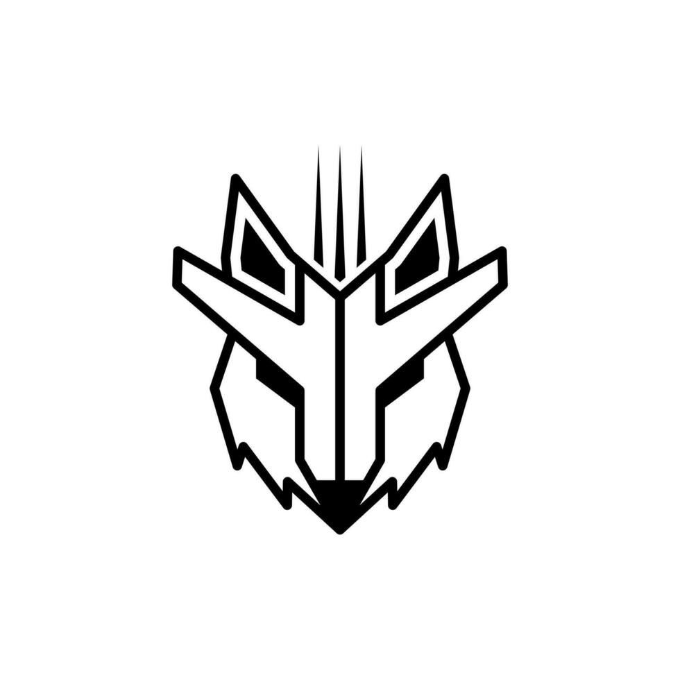 wolf head with plane logo design, vector illustration template, logo with a minimalist style.