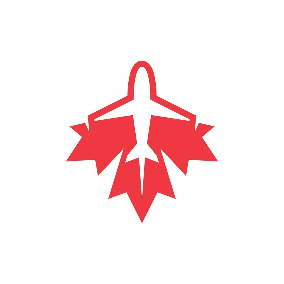 Leaf Maple With Plane Logo, Logo Template vector illustration design
