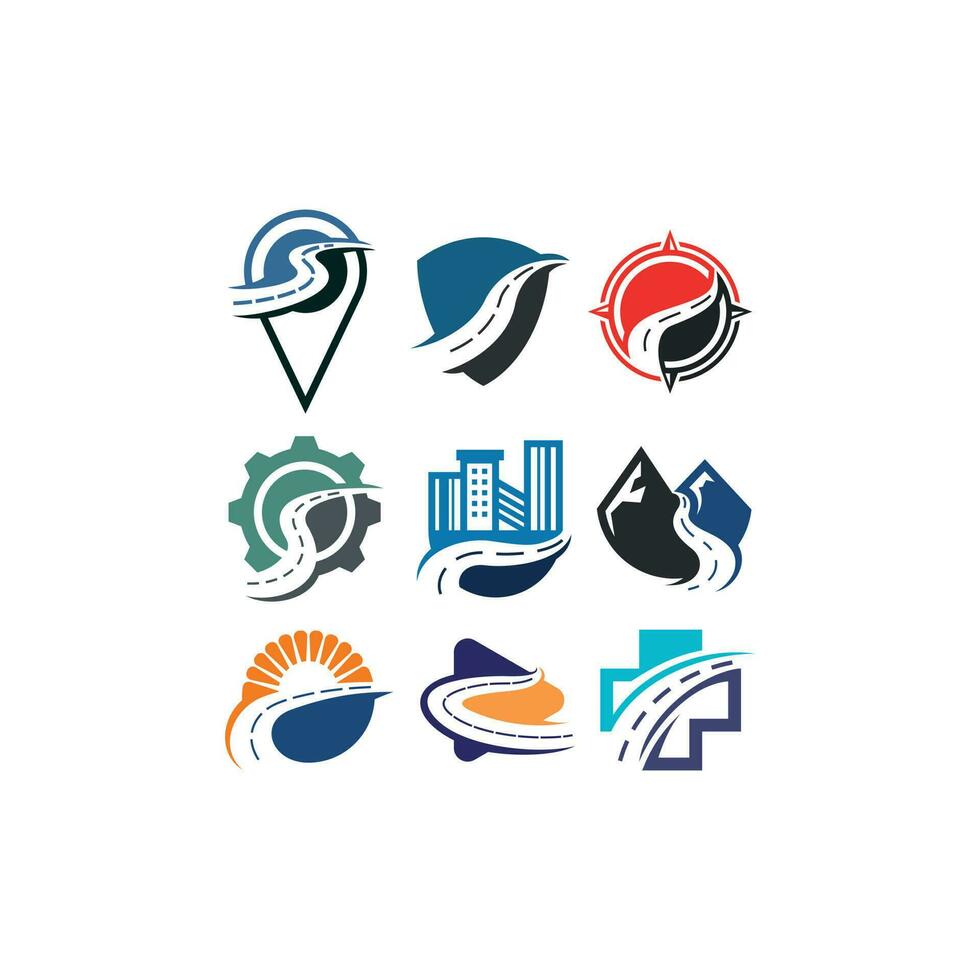Set Road Collection Icon, Elegant Simple Minimalist Design, Icon Symbol Illustration Template vector