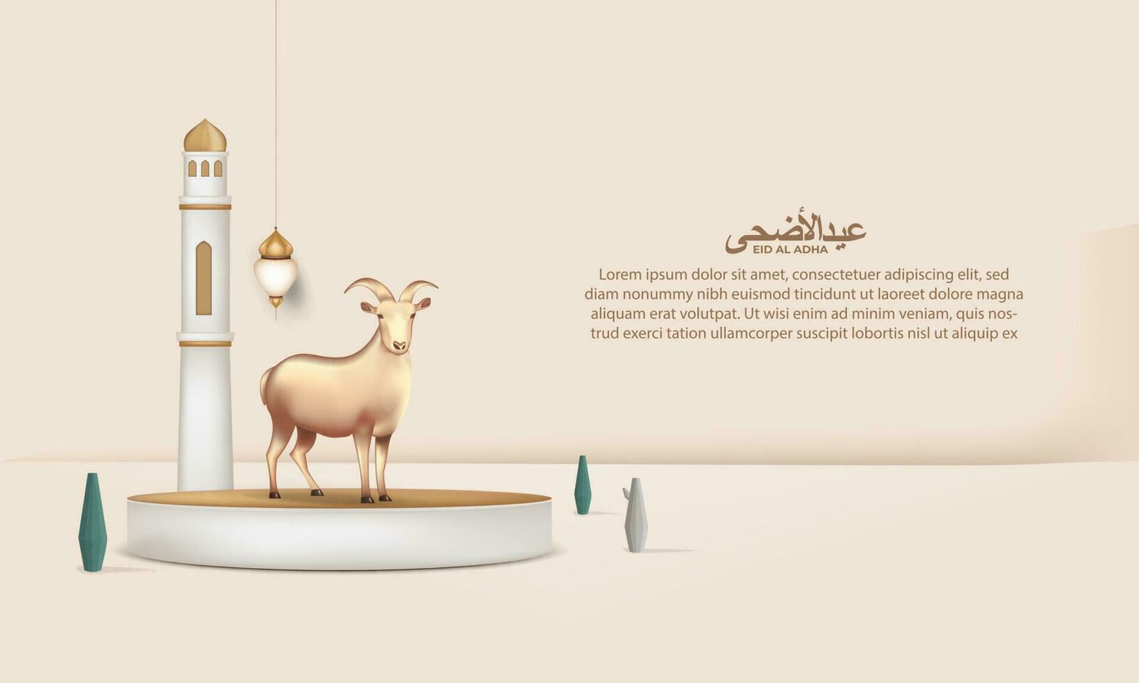 eid al adha background with goat for poster, banner design. vector illustration