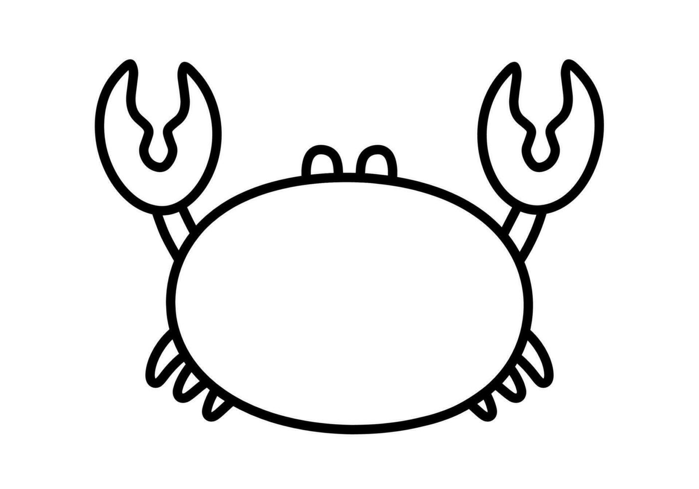 Crab Line Icon in Sea Animal Doodle Cartoon Animated Vector Illustration