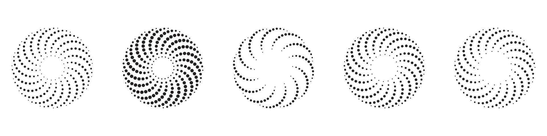 Dotted spiral vortex design element, vector illustration.