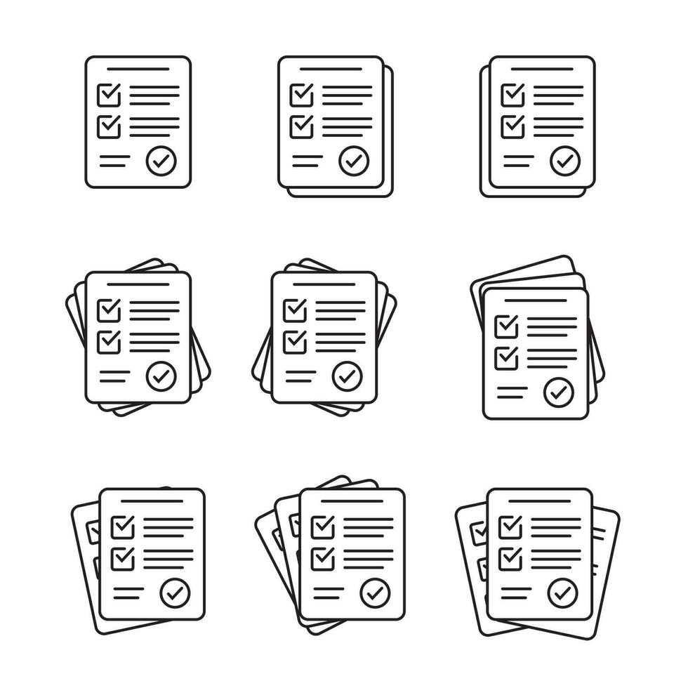 Survey icon. Questionnaire checklist form. Brief, survey or paper exam with check list. Report document with tick or checkmark. vector