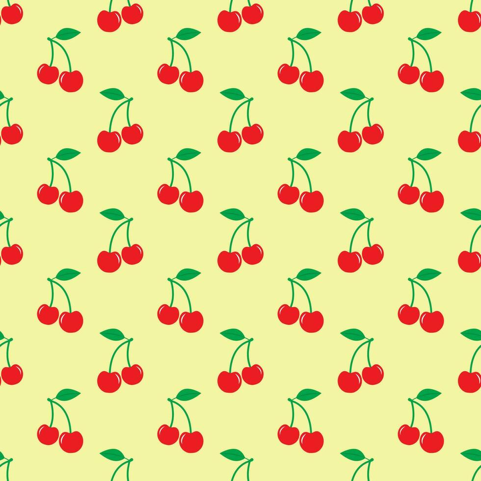 Cherry seamless pattern, vector cherry background.
