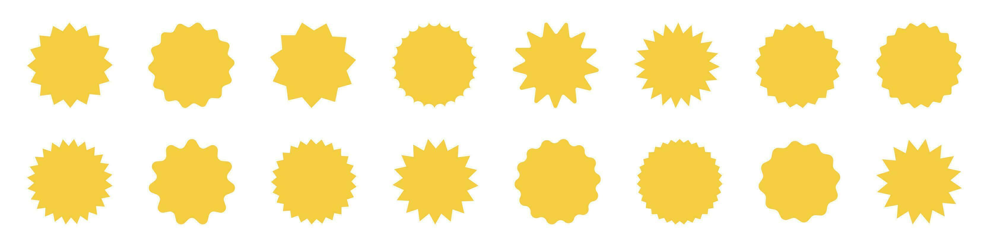 Yellow shopping labels collection. Special offer price tag. Sale or discount sticker. Supermarket promotional badge. Sunburst icons. Stock vector. vector