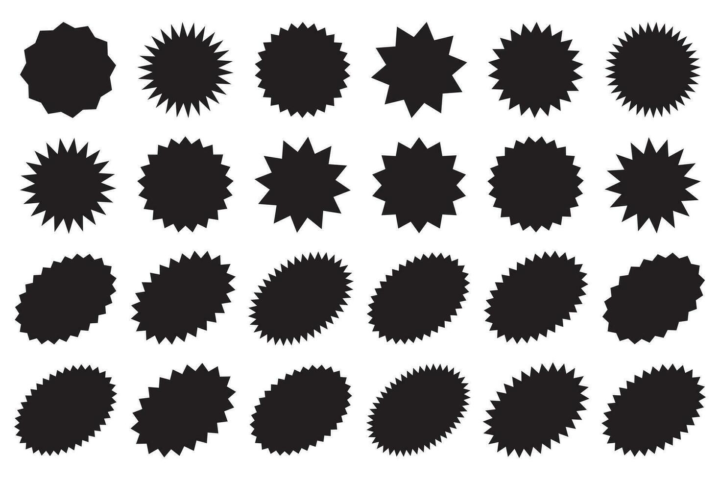 Set of vector starburst, sunburst badges. Design elements - best for sale sticker, price tag, quality mark. Flat vector illustration isolated on white background.
