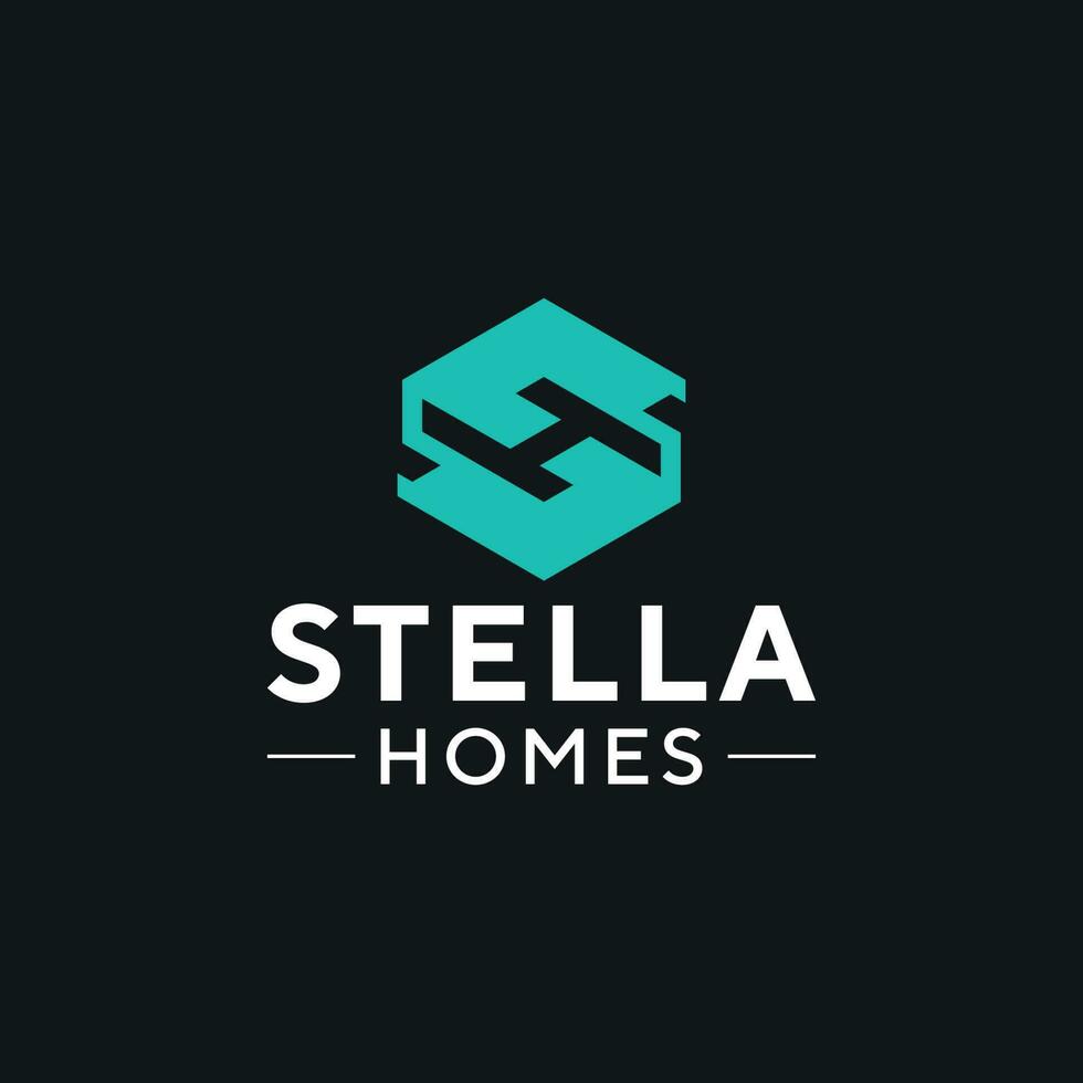 Letter SH HS Simple Modern Logo vector