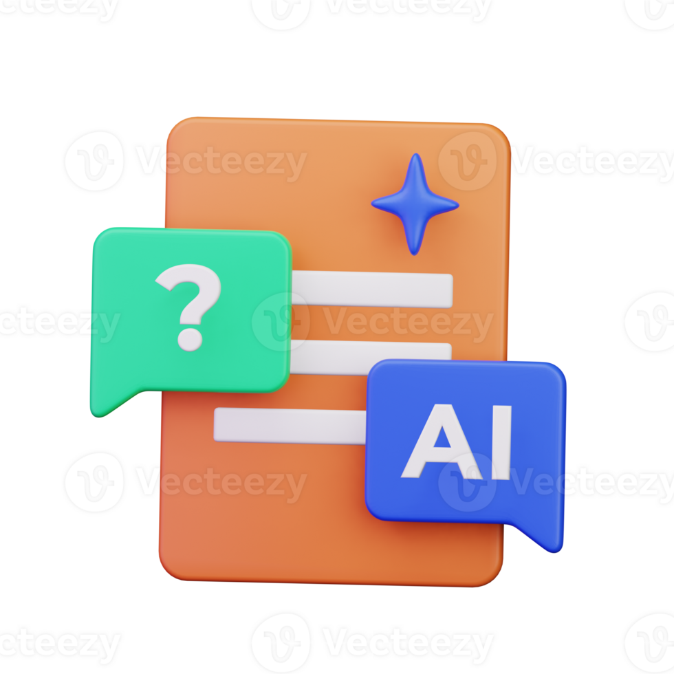 question answer chat document paper with ai artificial intelligence chat bot 3d render icon illustration design png