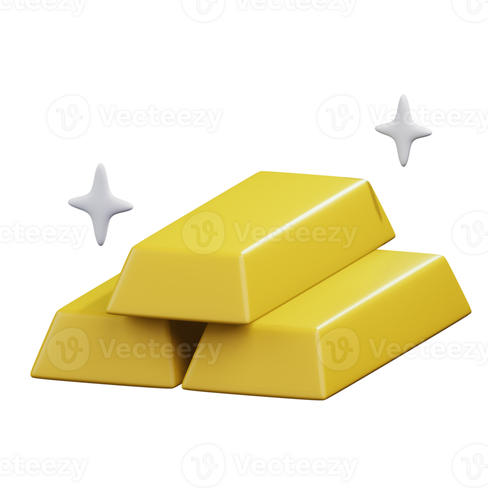 golden bar stack with shining star around 3d render icon illustration design png