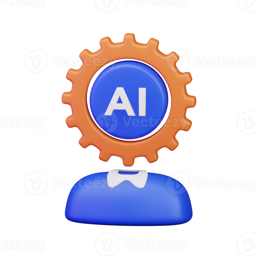 ai Ausrüstung hätten mit Mensch Körper zum Mensch Gehirn ersetzt durch Computer Roboter Konzept 3d machen Symbol Illustration Design png