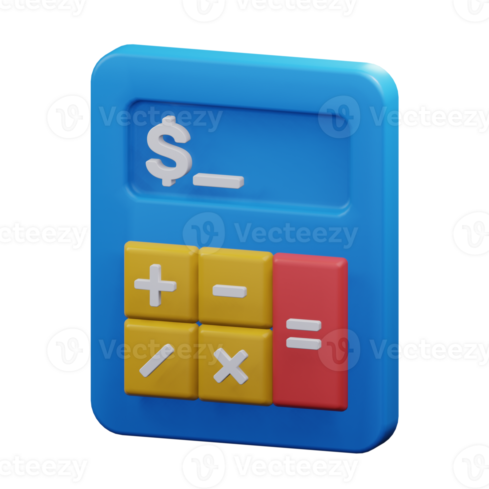 calculator accountant tool budget management financial calculation 3d render icon illustration design png
