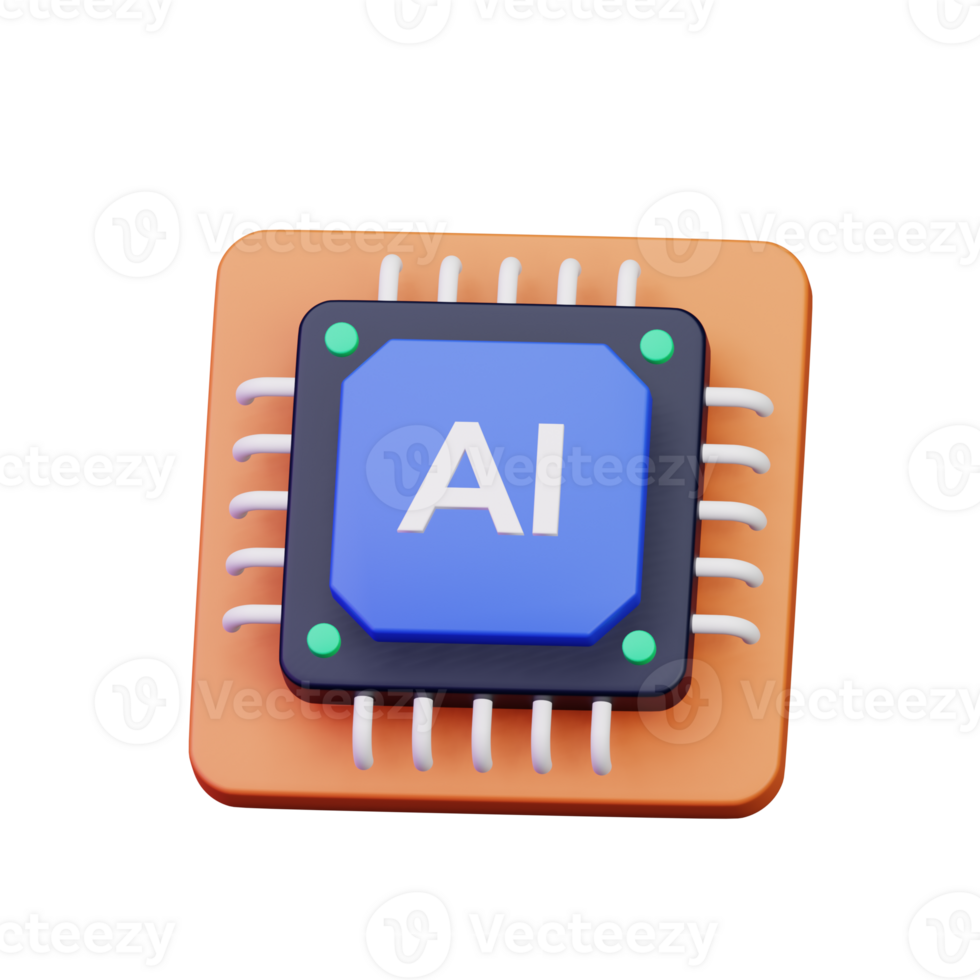 ai computador lasca processador para artificial inteligência digital cérebro conceito 3d ícone ilustração Projeto png