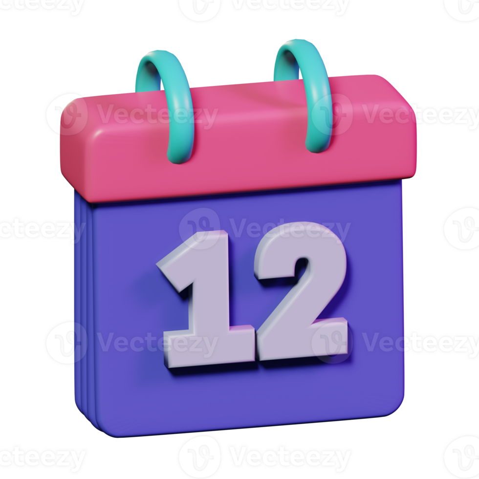 diciembre mes calendario para negocio 3d icono ilustración diseño png