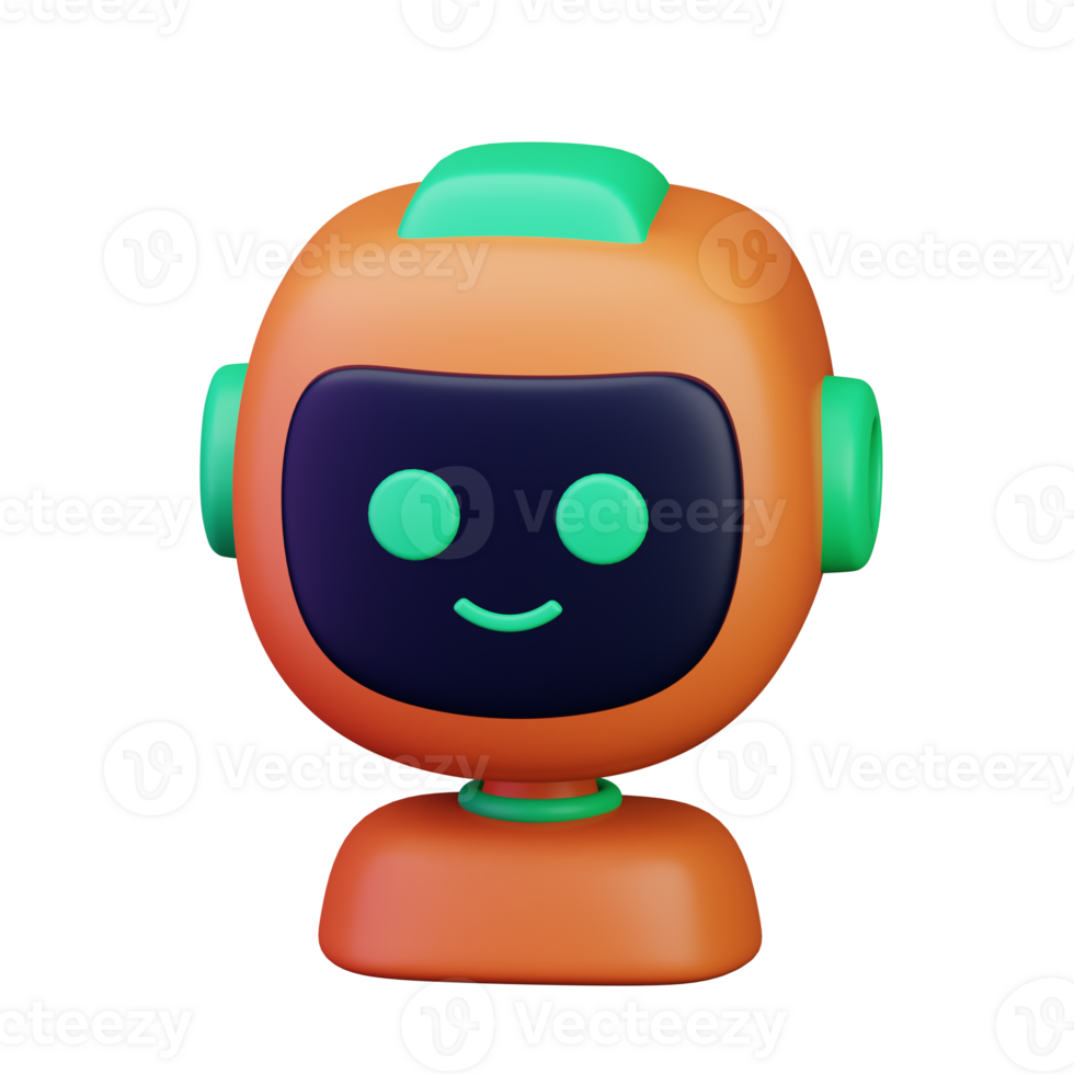 cute smile robot with monitor face illustration for robot personal assistant concept 3d icon design png