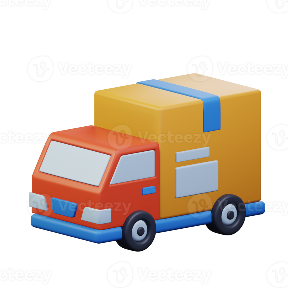 camión entrega coche con cartulina paquete caja para comercio electrónico envío carga transporte Servicio 3d prestados icono ilustración diseño png