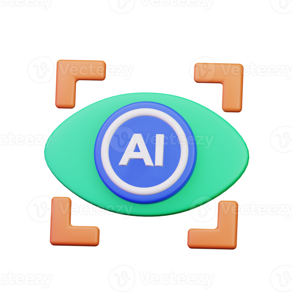 Erfassung Auge mit ai Linse Illustration zum virtuell Wirklichkeit Computer Vision 3d Symbol Design png