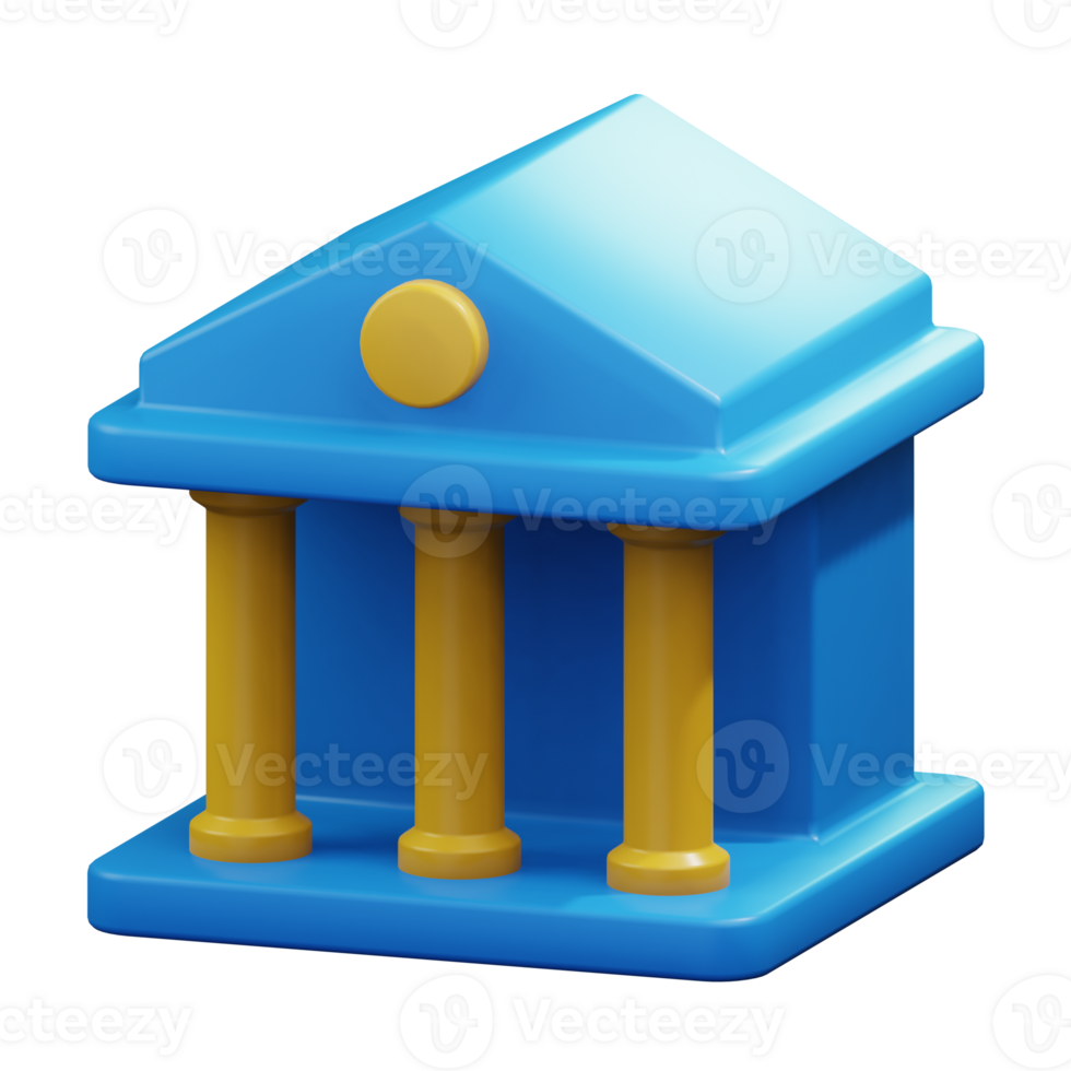 bank building financial business 3d render icon illustration design png