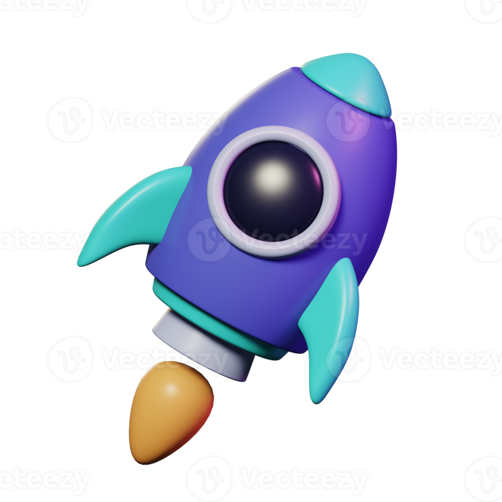 flying space rocket launch spaceship for business start up 3d icon illustration design png