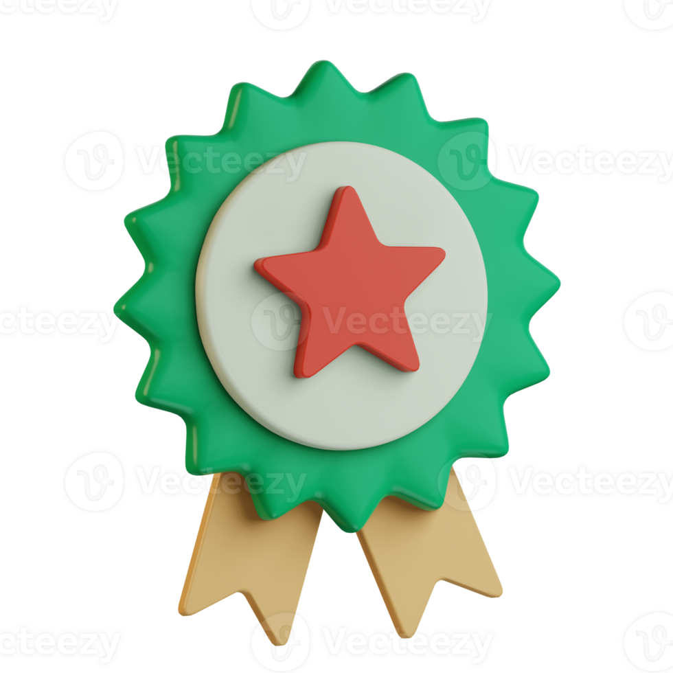 star medal with ribbon for trusted verified seller ecommerce 3d icon illustration design assets png