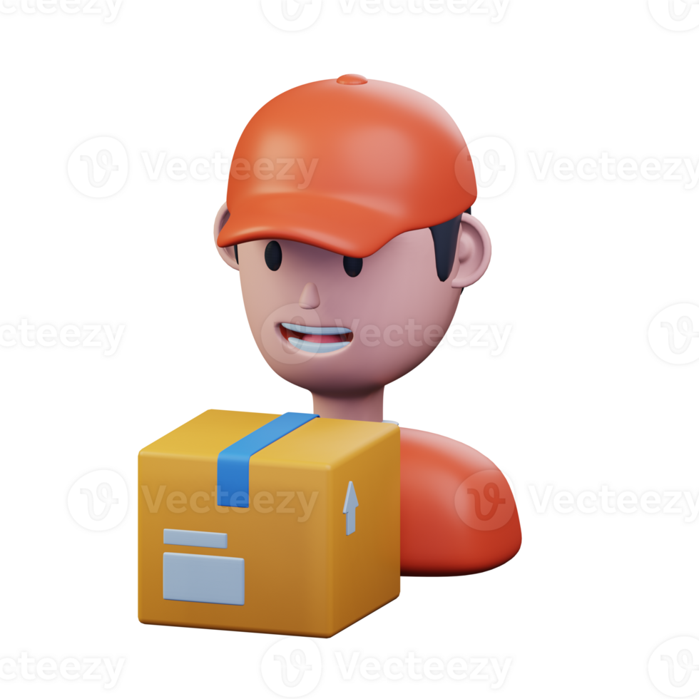 postbode plukken omhoog pakket doos Bezig met verzenden bestellen naar klant 3d weergegeven icoon illustratie ontwerp png