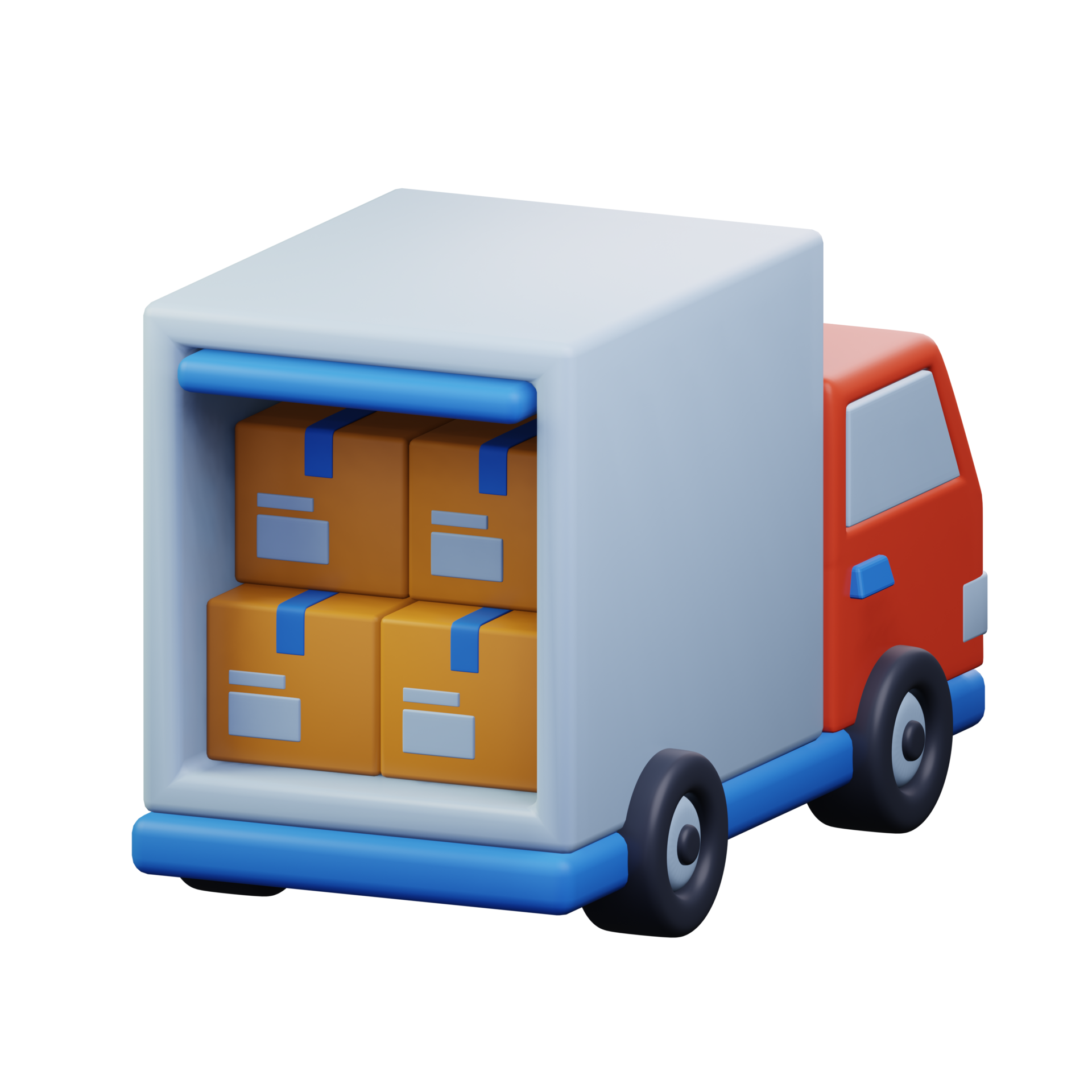 delivery truck full load with cardboard package. shipment