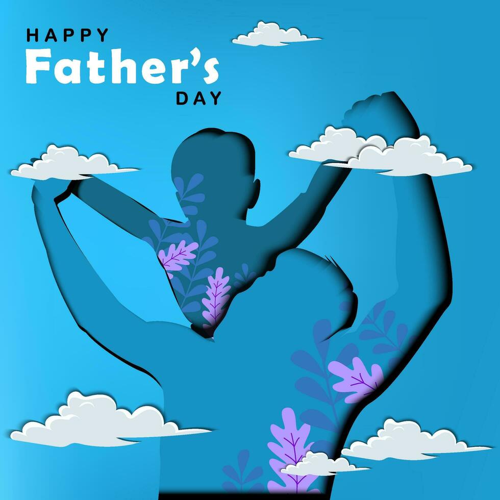 happy fathers day paper cut out illustration vector