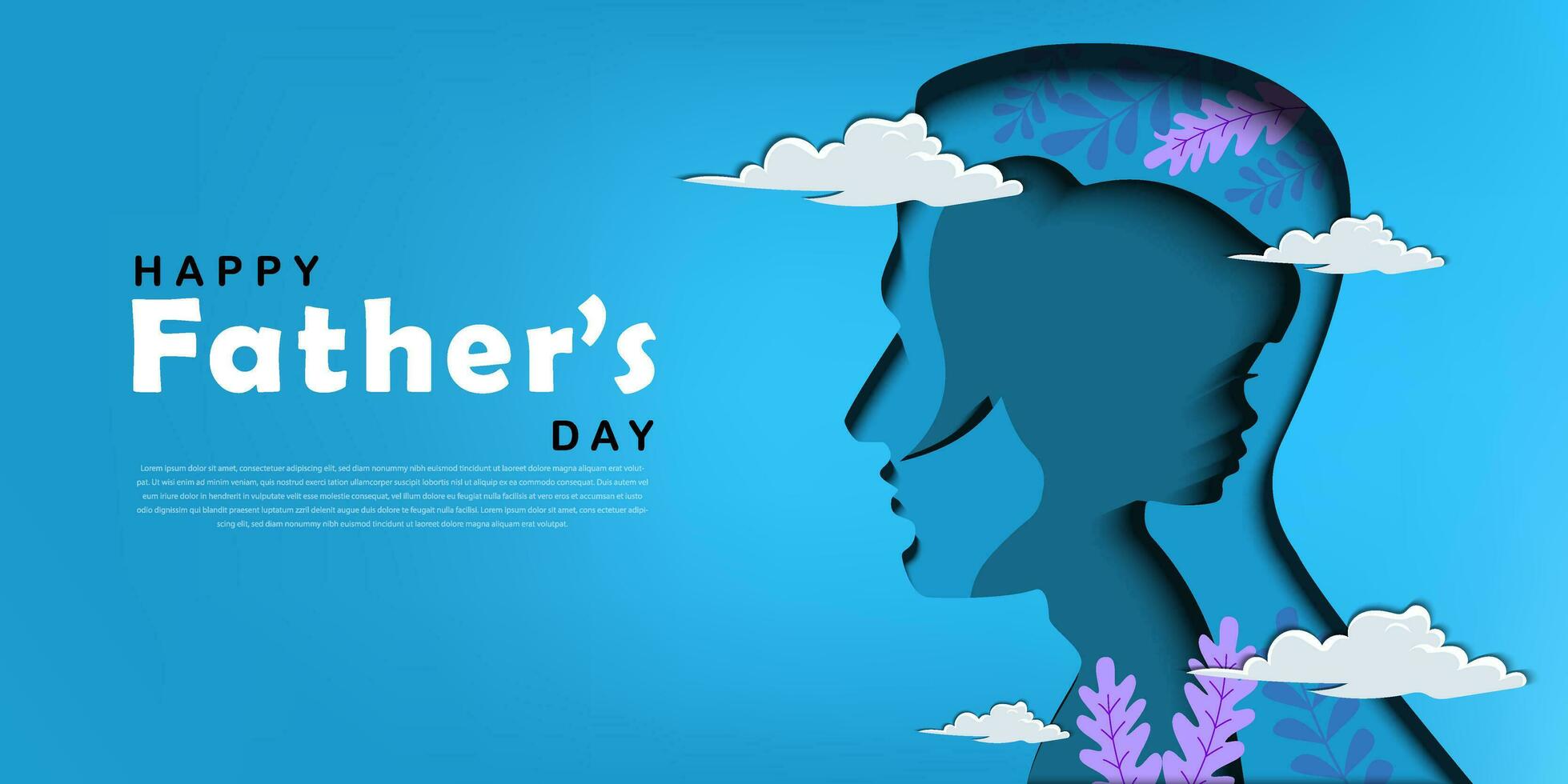 happy fathers day paper cut out illustration vector