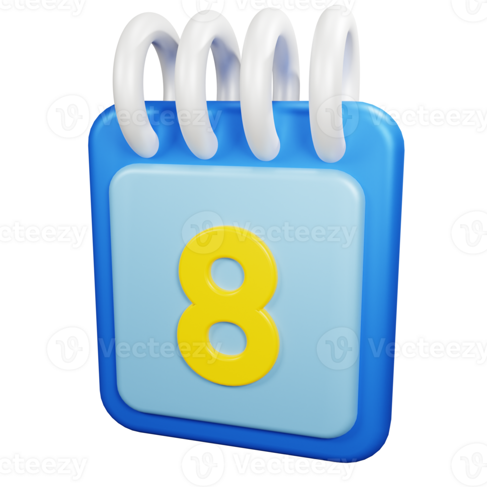 3D Rendering Date Icon Object png