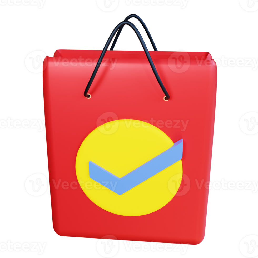 3D Rendering Check Bag icon object png
