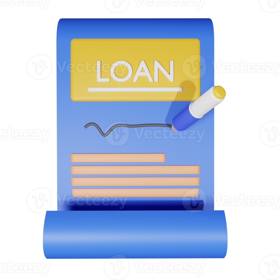3D Rendering Loan Agreement icon object png