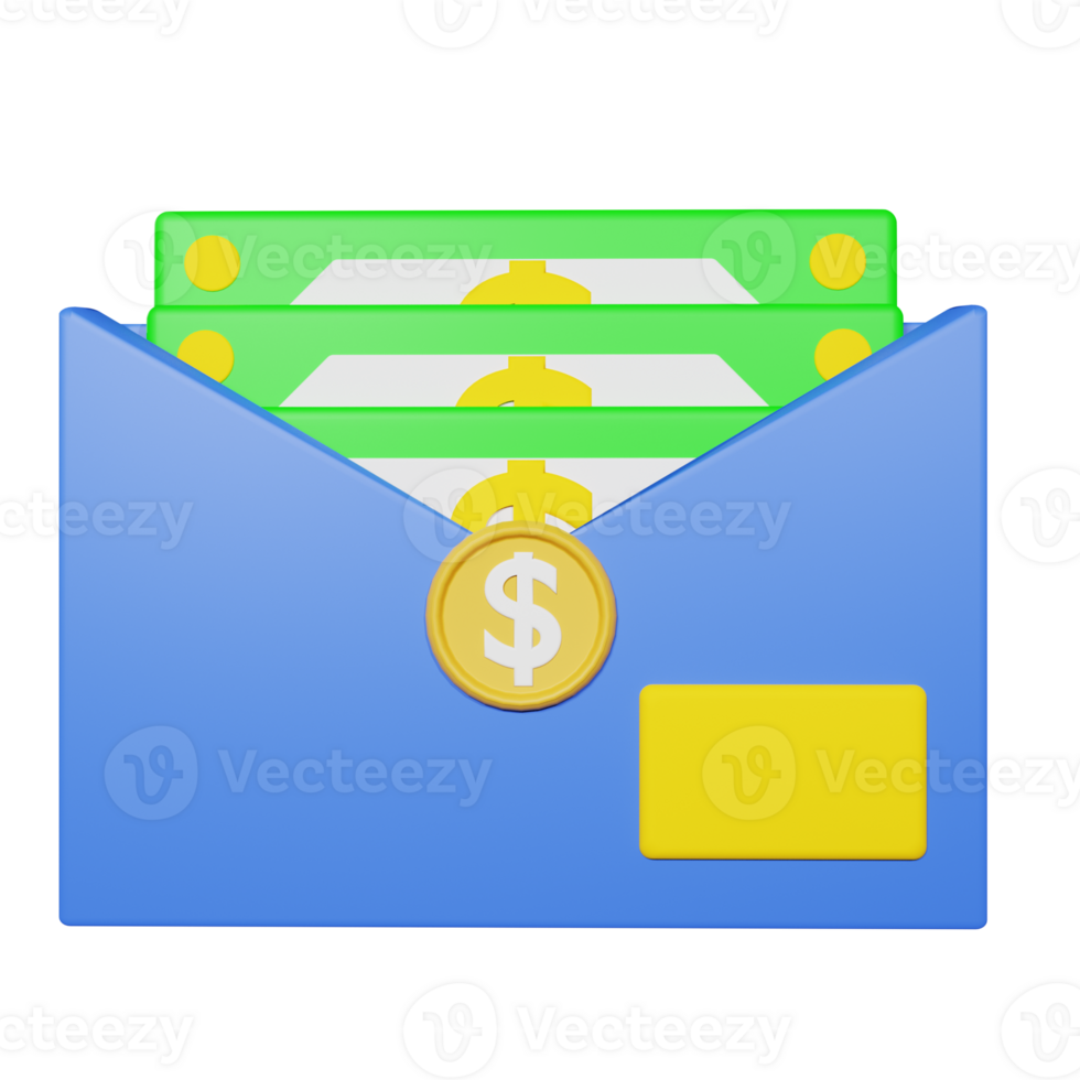 3D Rendering Money received icon object png