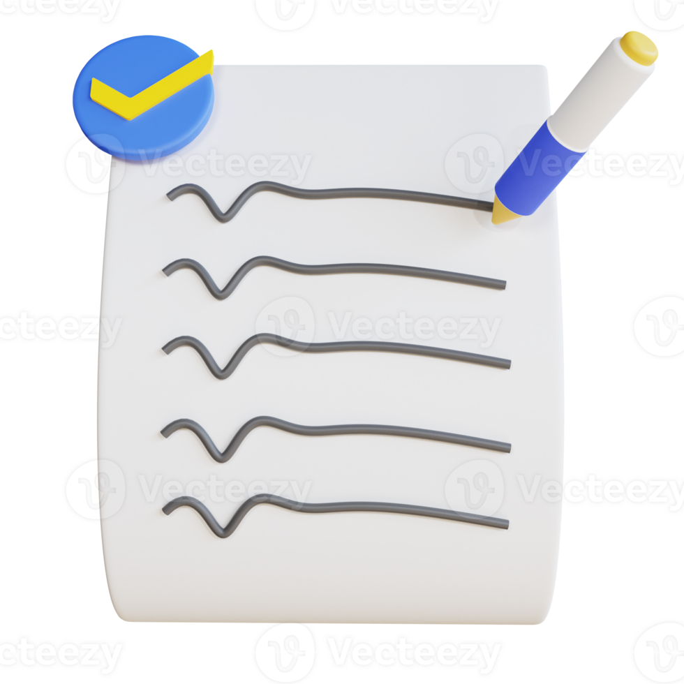 3D Rendering Check List icon object png