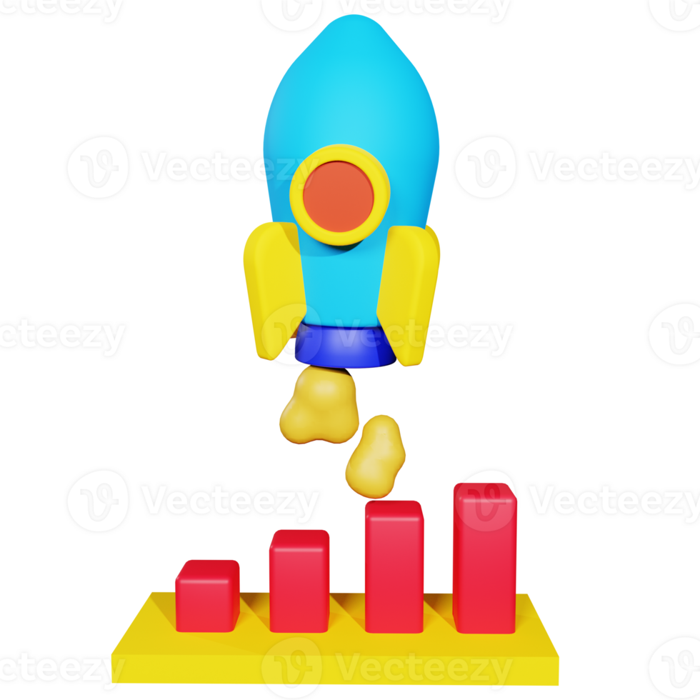 3D Rendering business star up icon object png