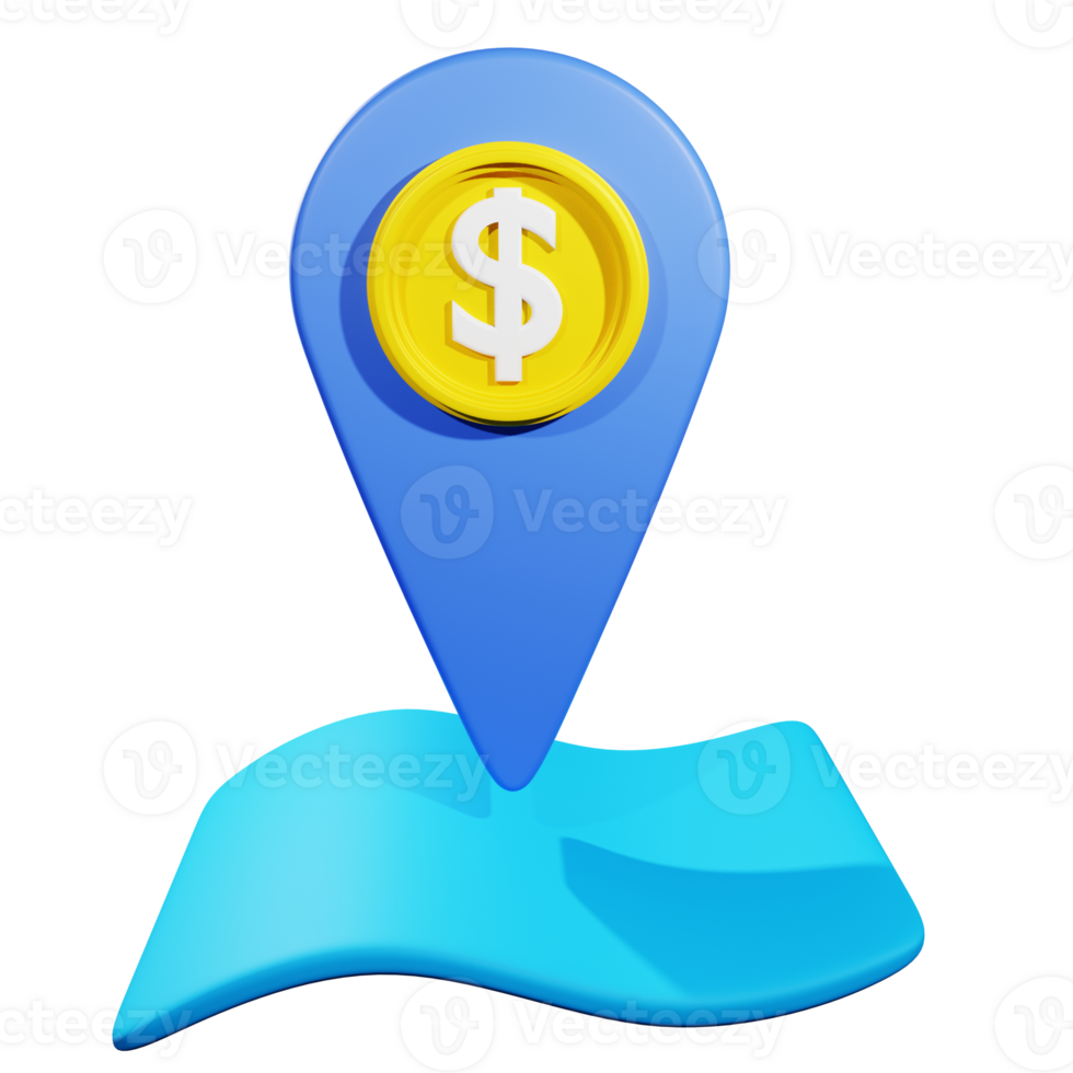 3D Rendering Bank Location Icon object png