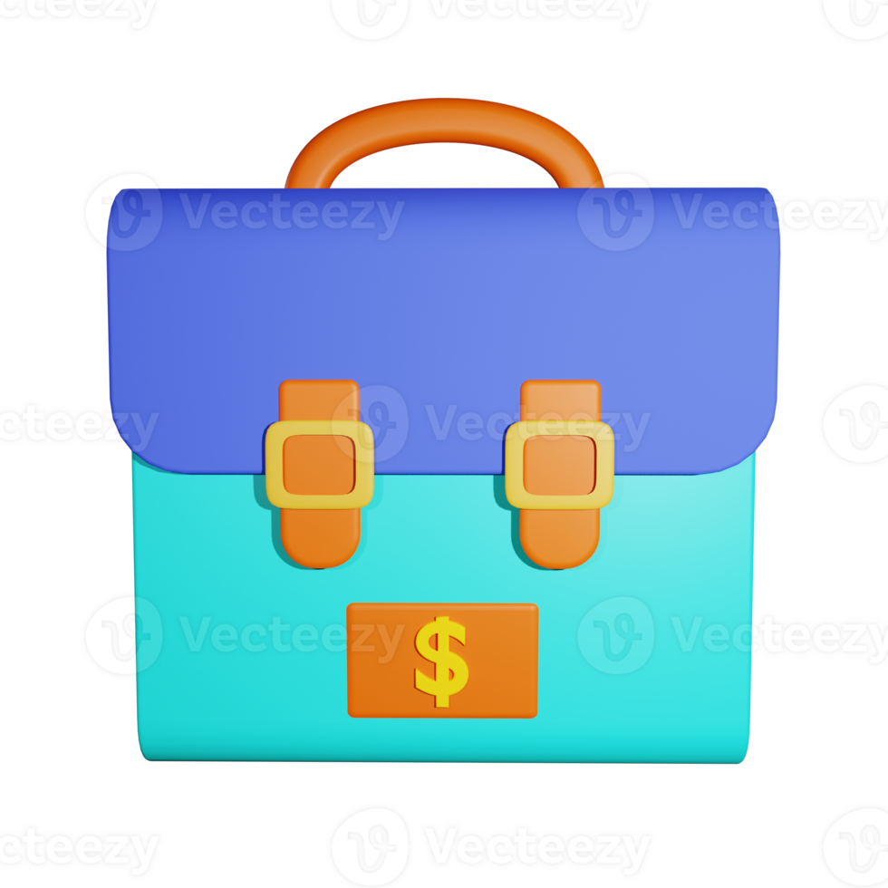 3D Rendering business bag icon object png