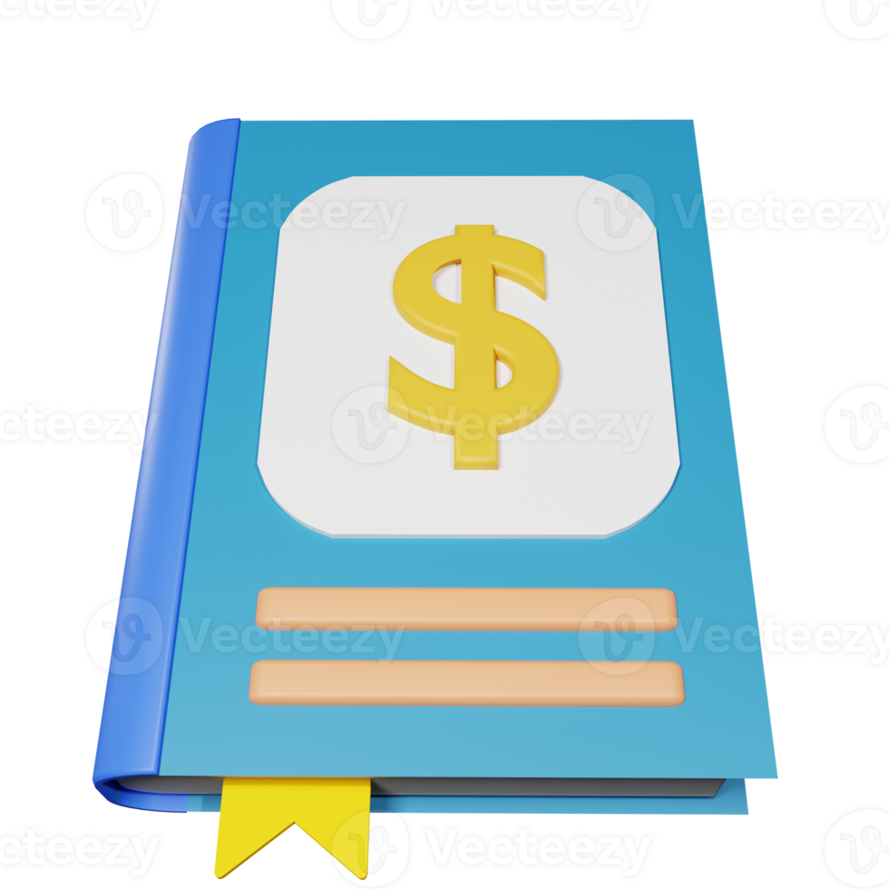 3D Rendering finance book icon object png
