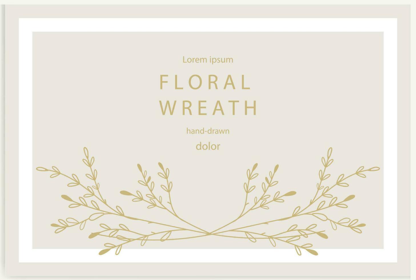 Hand-drawn line floral frame. Elegant vintage wreath. Vector illustration.