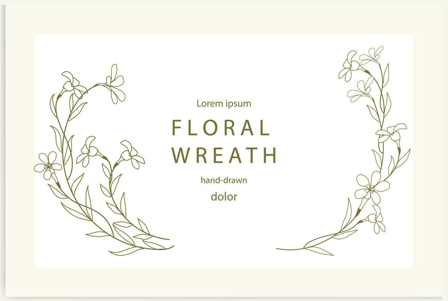 Hand-drawn line floral frame. Elegant vintage wreath. Vector illustration.