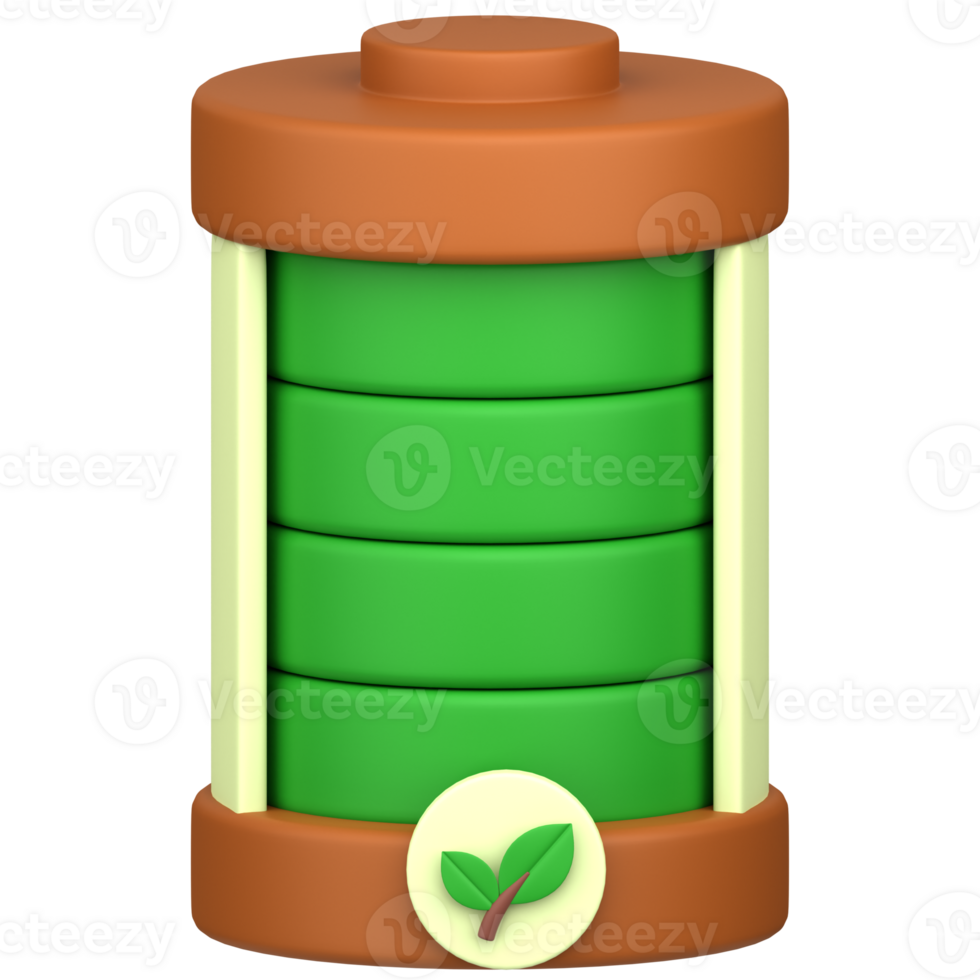 3d illustration of eco battery png