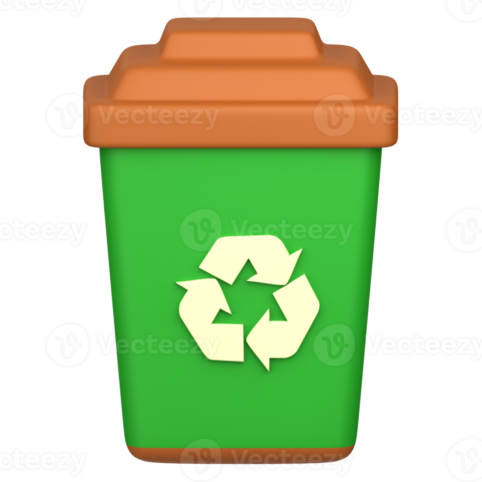3d illustration of recycle bin png