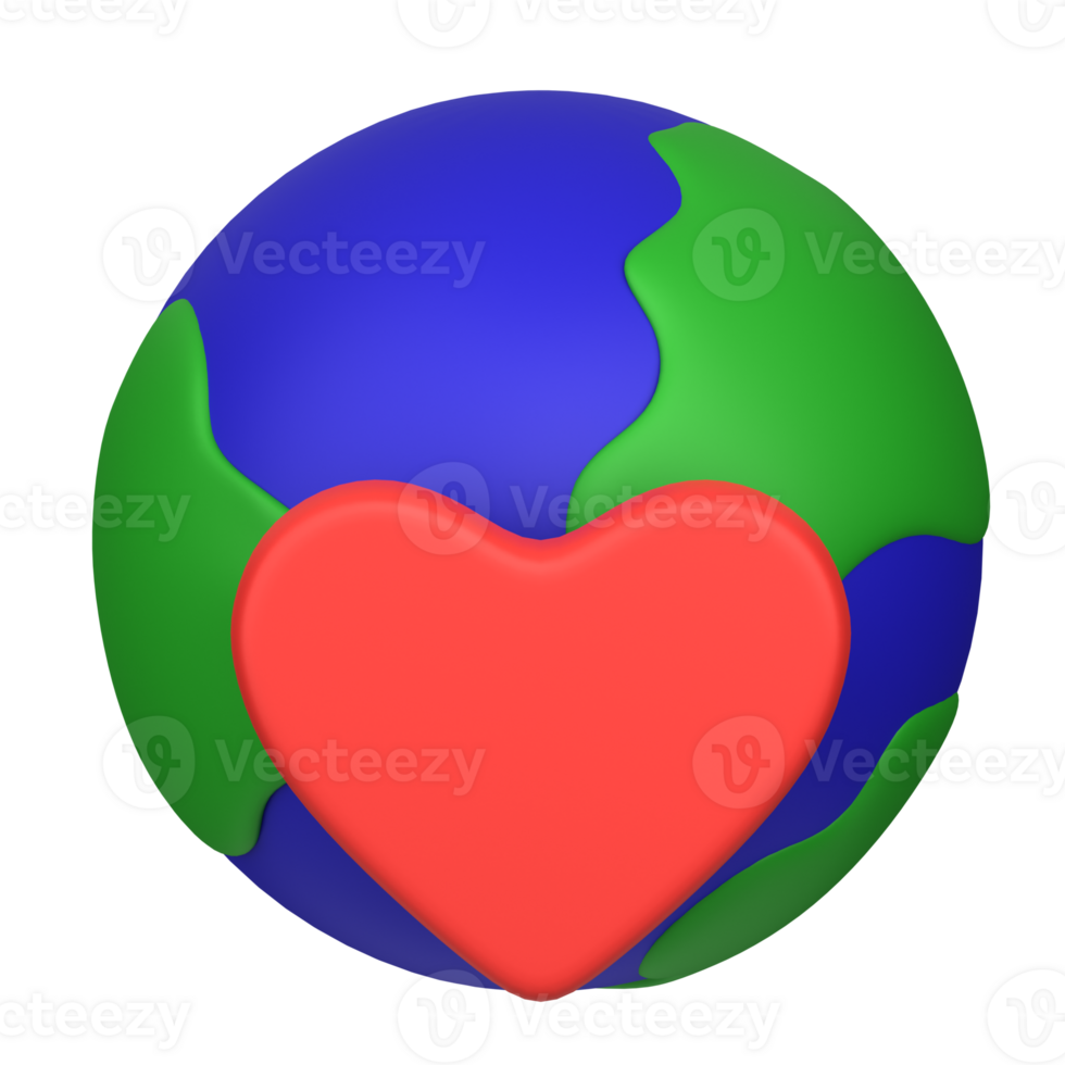 3d illustration of love earth png