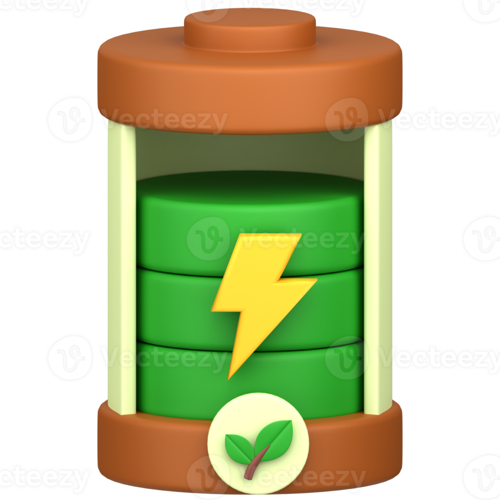 3d illustration of eco battery charging png