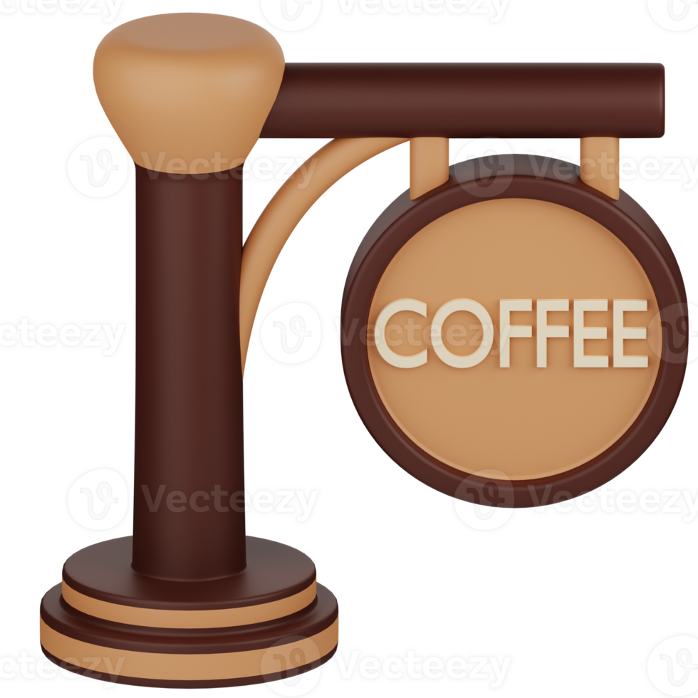 3d illustratie van koffie uithangbord png