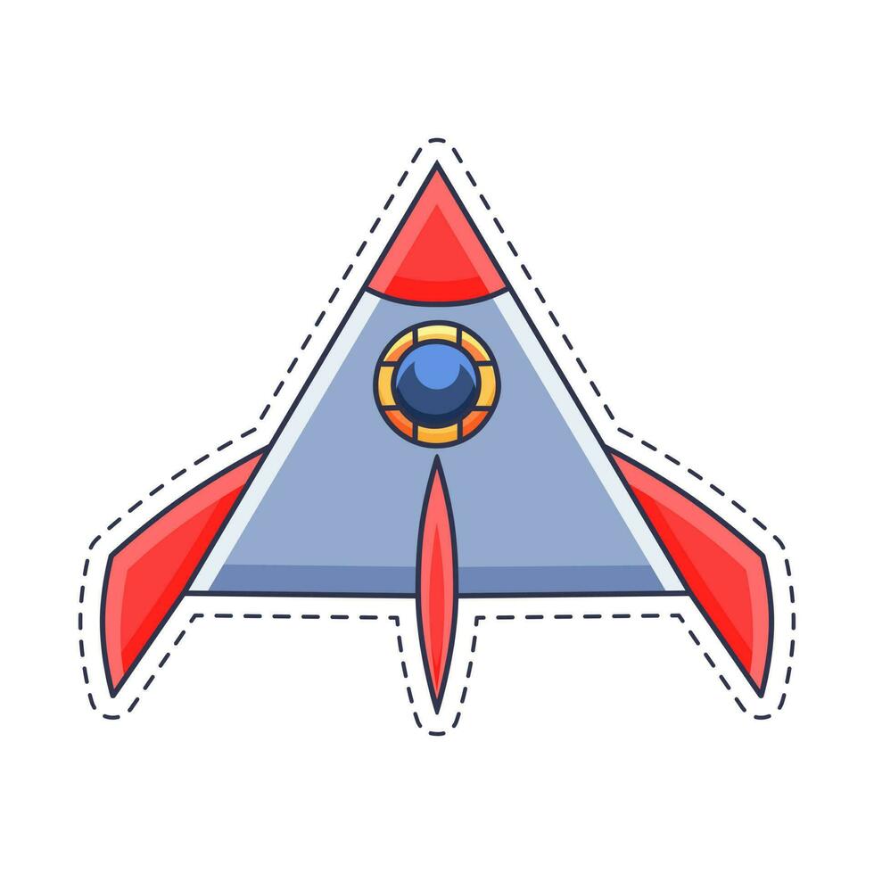 Cute sticker illustration of rocket and spaceship model 12 vector