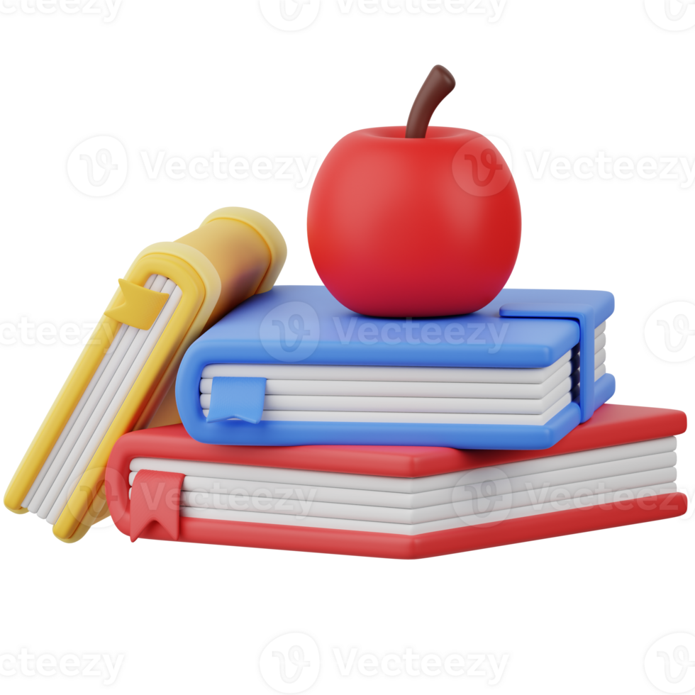 3d illustration de Pomme et livre png