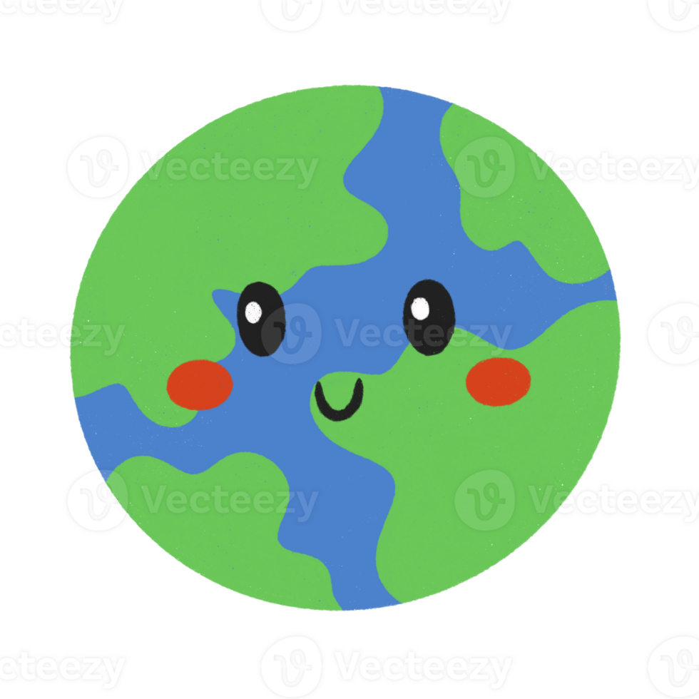 Cute earth cartoon flat globe icon. png