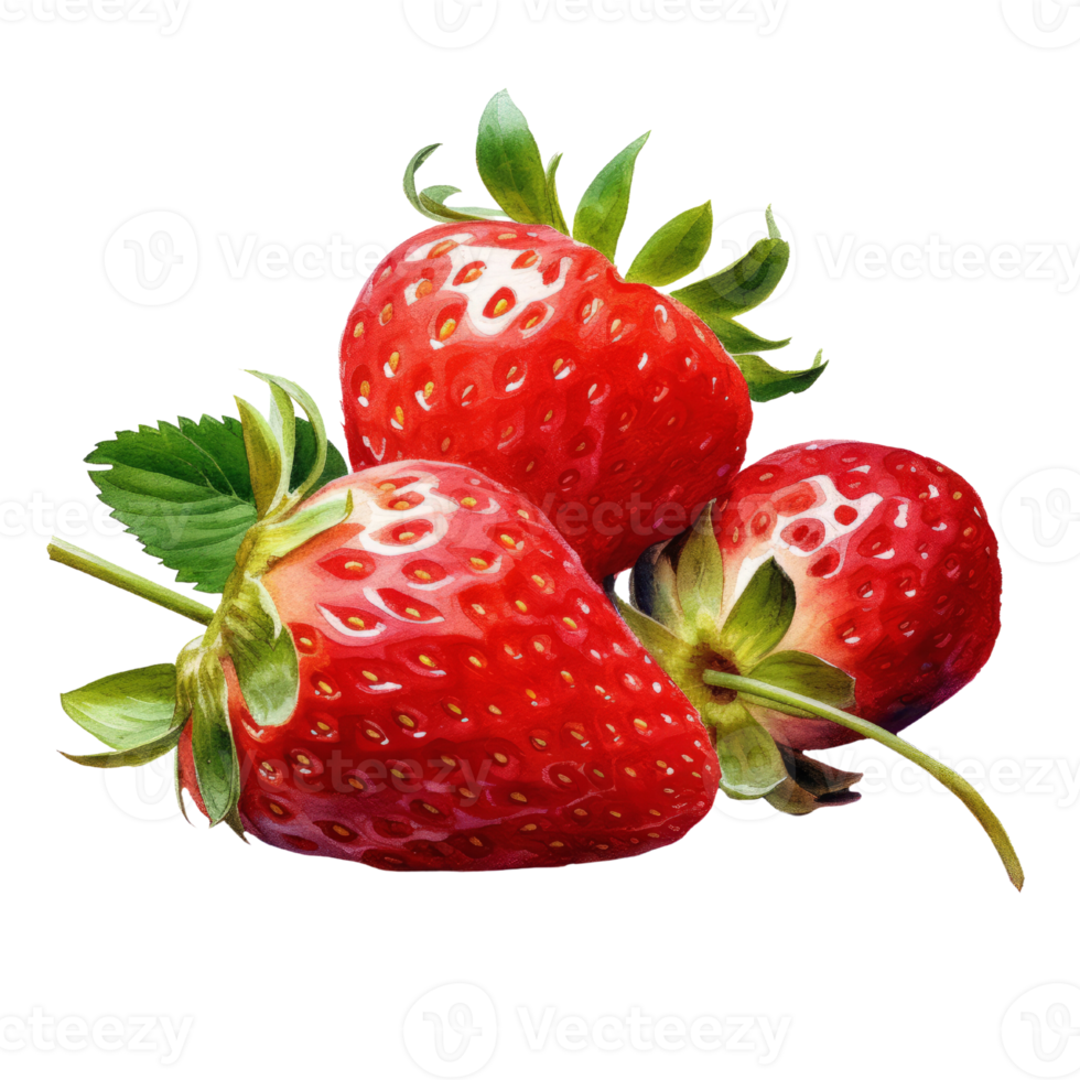 Strawberry watercolor Hand draw painting isolated on transparent background. . . png