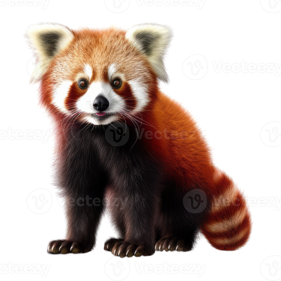 Illustration painting of cute red panda isolated transparent background, Digital art, , png