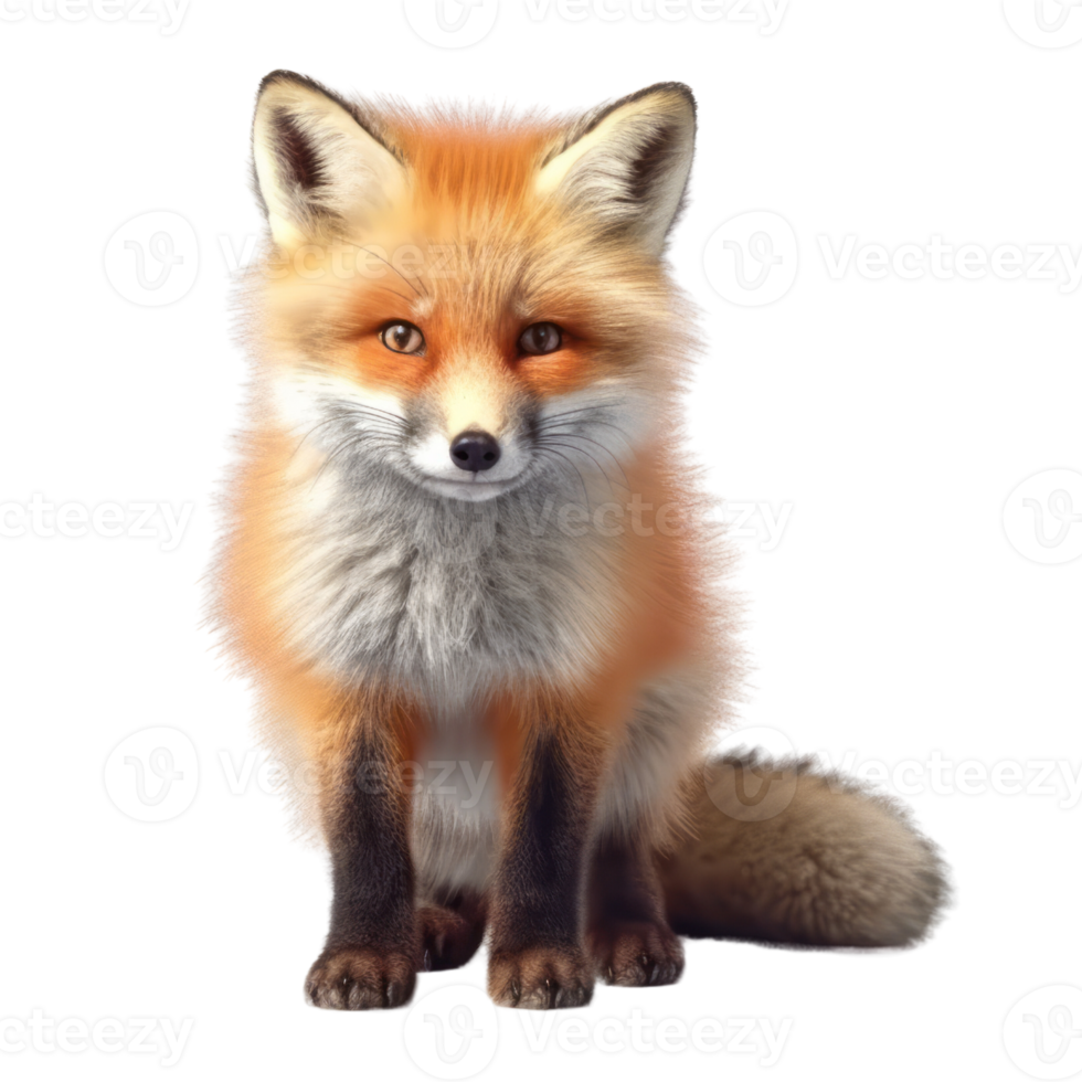 Illustration painting of cute fox isolated transparent background, Digital art, , png