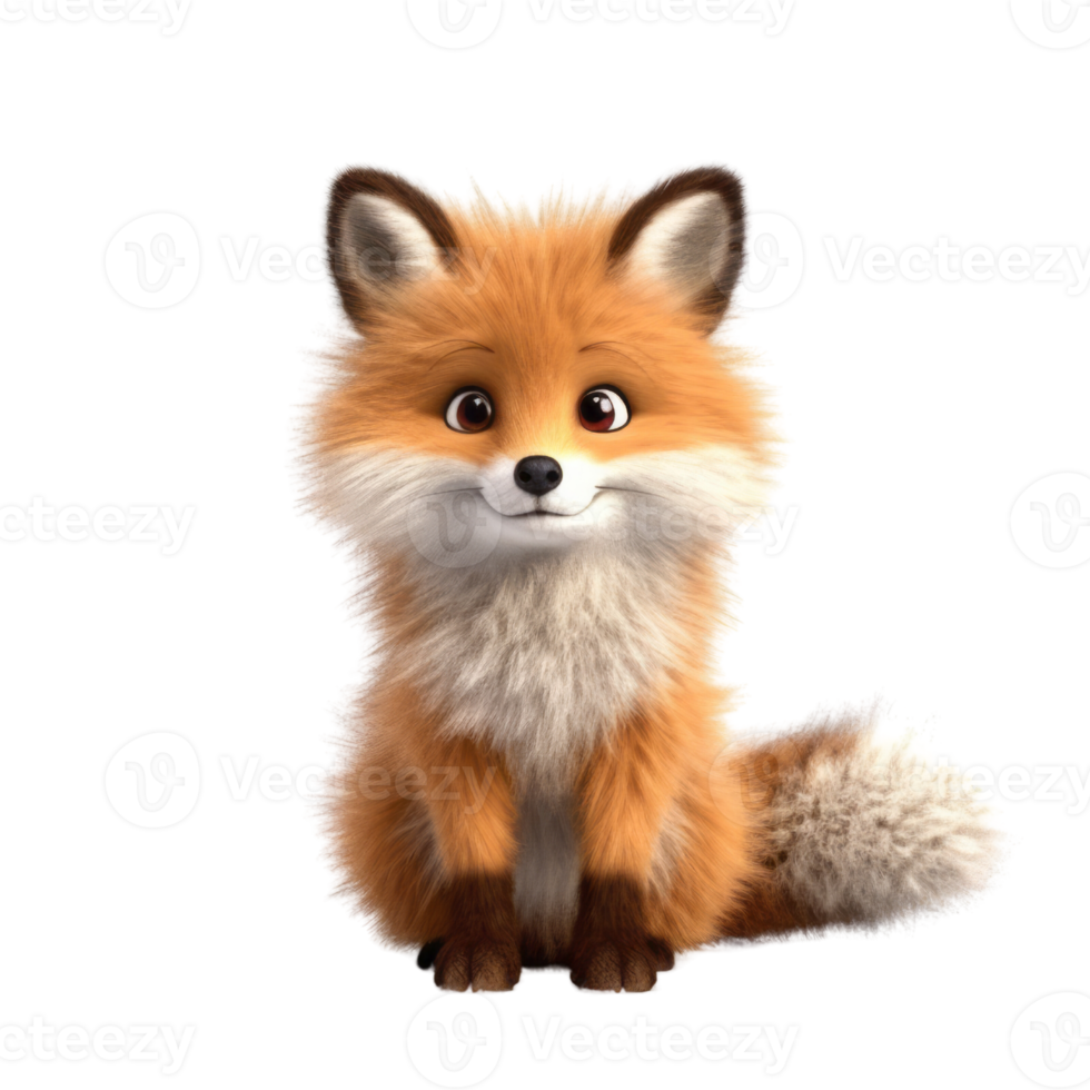 Illustration painting of cute fox isolated transparent background, Digital art, , png